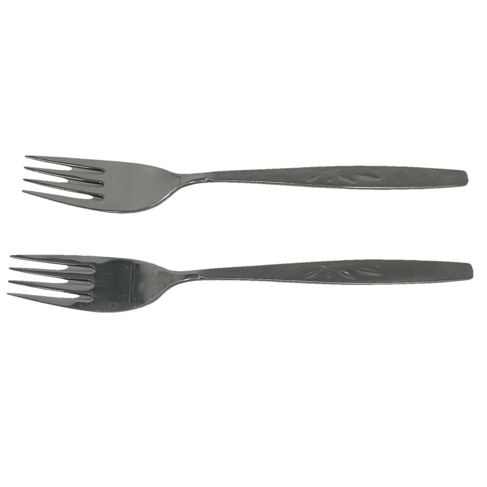 Two Oneida Will O' Wisp Cube Stainless Salad Forks 7” Flatware